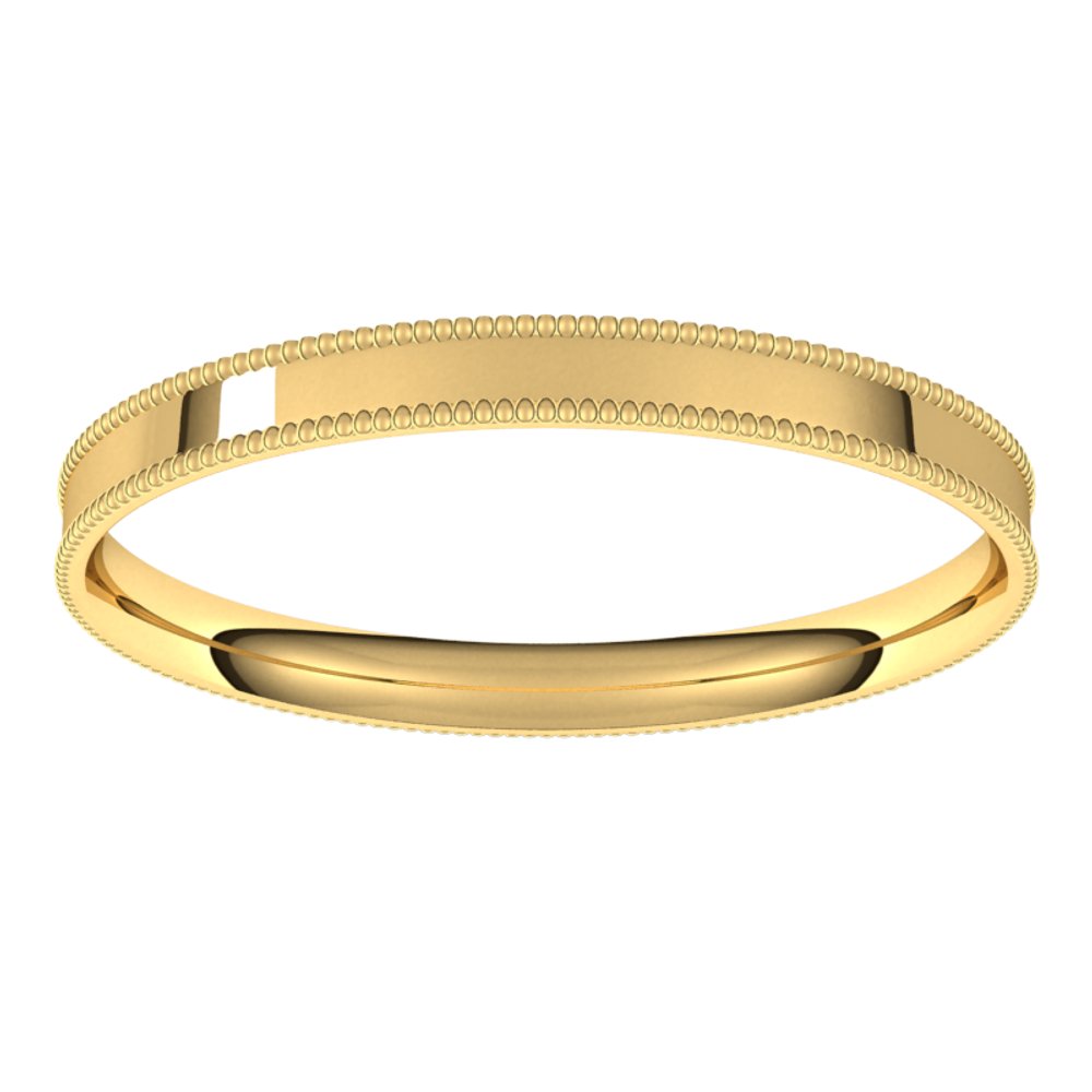 14K Yellow Gold 2.5 mm Milgrain Comfort-Fit Flat Band Size 9