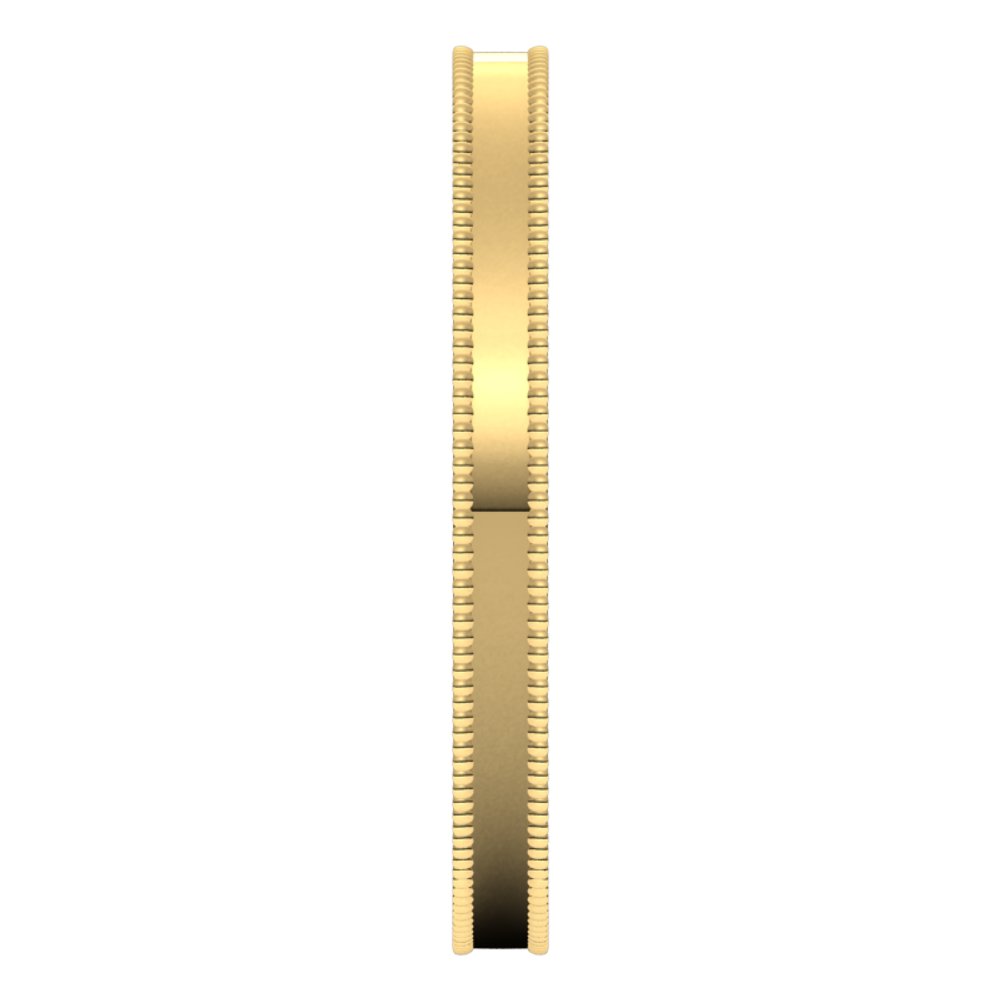 14K Yellow Gold 2.5 mm Milgrain Comfort-Fit Flat Band Size 9