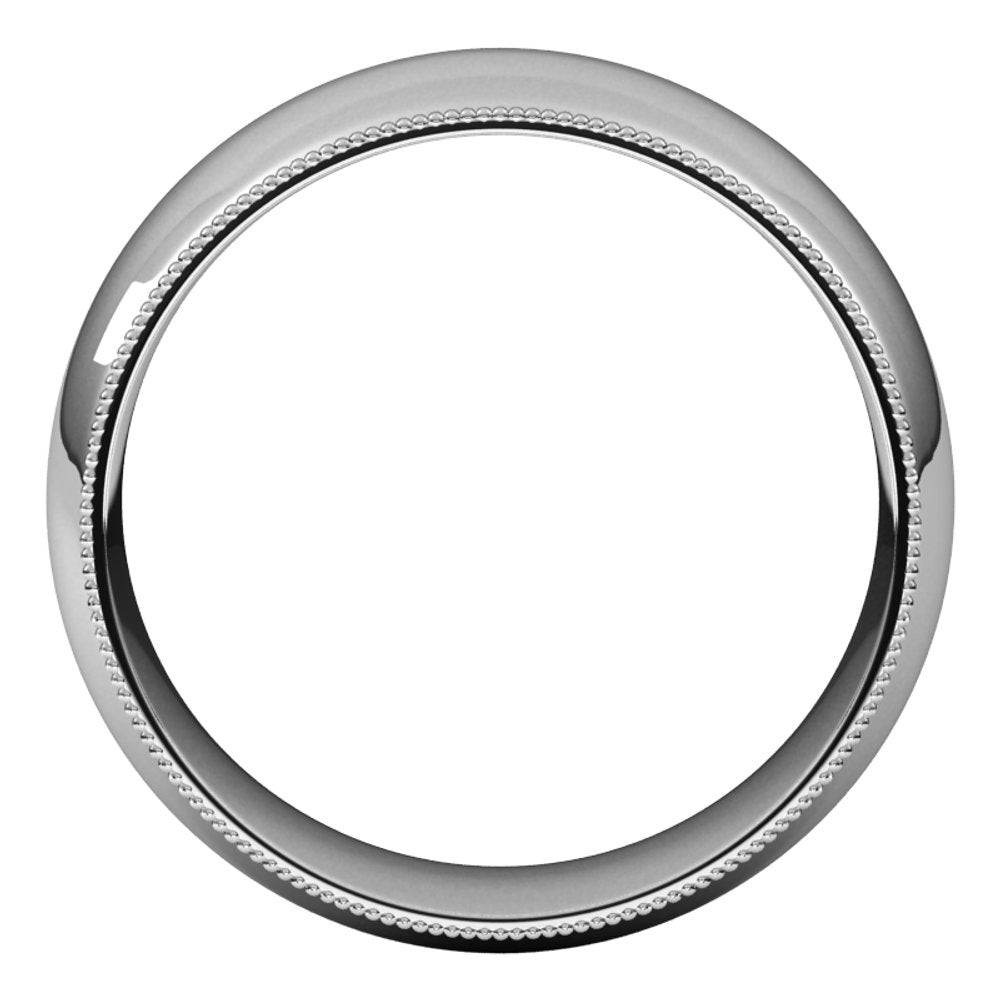 14K White 8 mm Milgrain Comfort-Fit Half Round Band