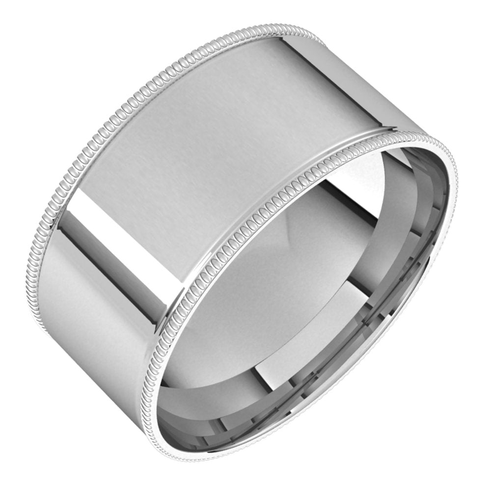 Sterling Silver 9 mm Milgrain Comfort-Fit Flat Band Size 11