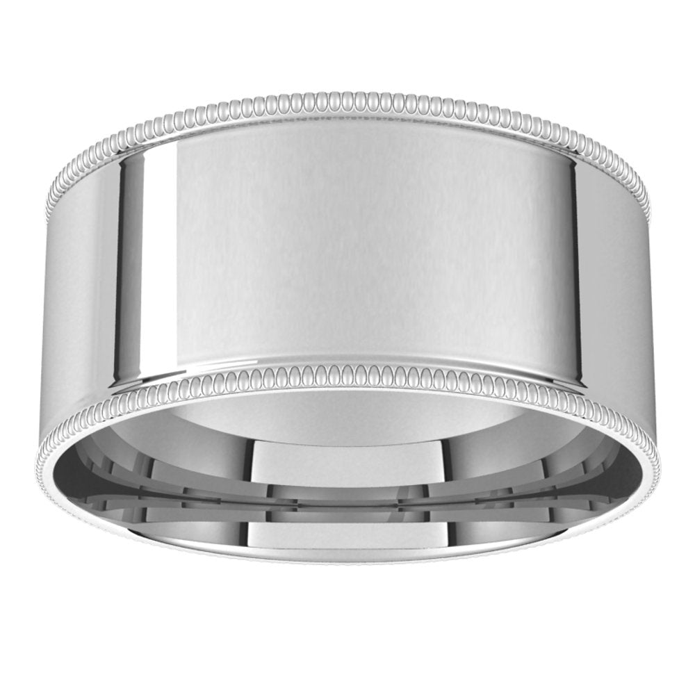 Sterling Silver 9 mm Milgrain Comfort-Fit Flat Band Size 11