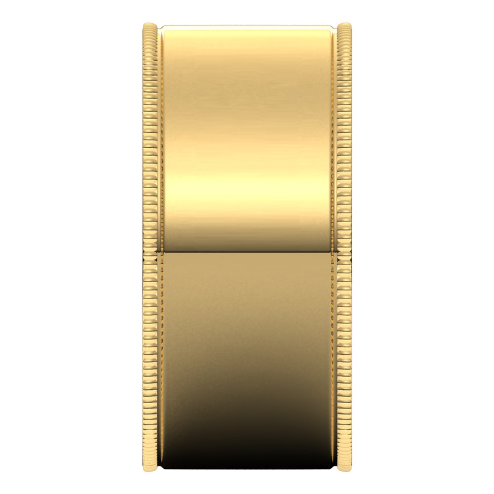 14K Yellow Gold 9 mm Milgrain Comfort-Fit Flat Band Size 11