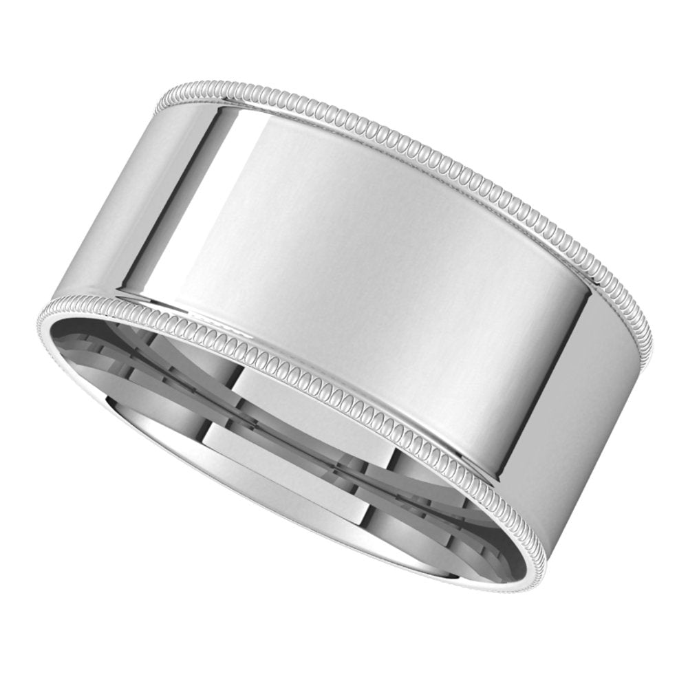 Sterling Silver 9 mm Milgrain Comfort-Fit Flat Band Size 11