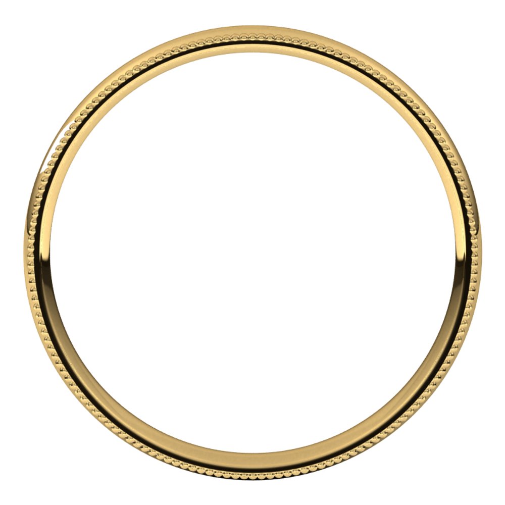10K Yellow Gold 2.5 mm Lightweight Milgrain Comfort-Fit Half Round Band Size 4.5