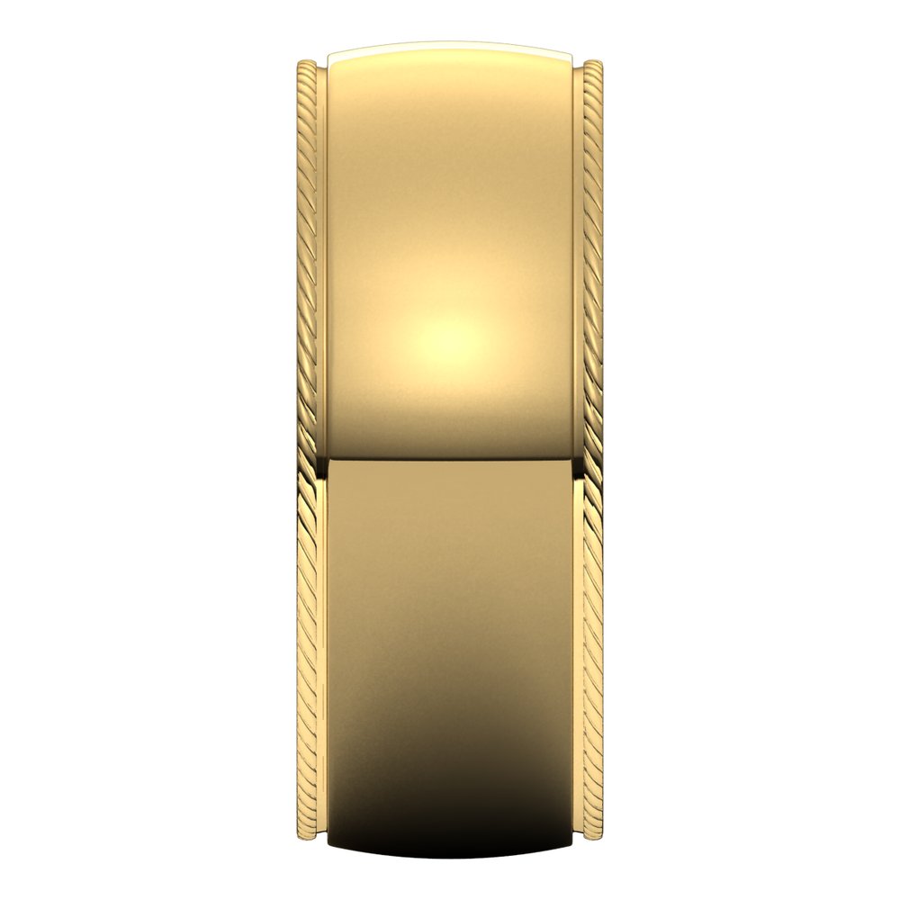 14K Yellow Gold 8 mm Rope Comfort-Fit Half Round Band Size 7.5