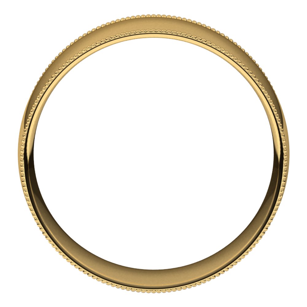 14K Yellow Gold 8 mm Lightweight Milgrain Comfort-Fit Half Round Band Size 11