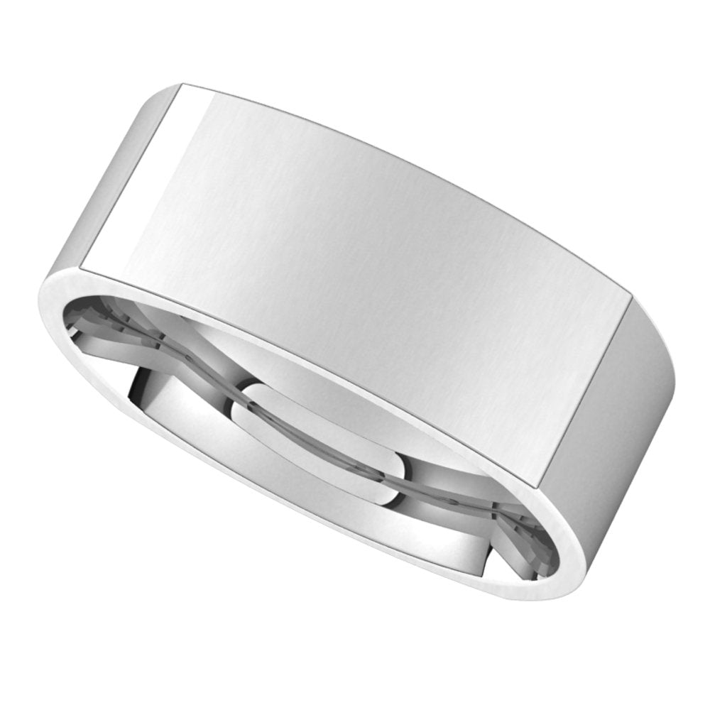14K White 8 mm Square Comfort Fit Band