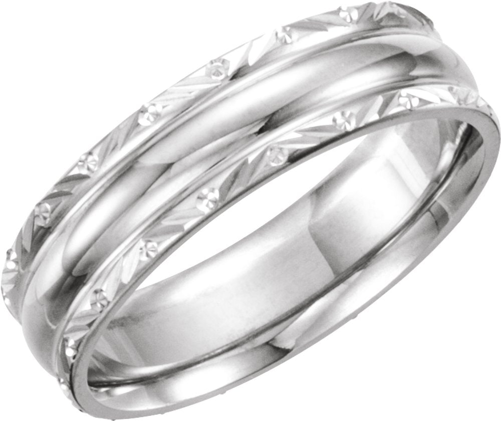 Sterling Silver 6 mm Design-Engraved Comfort-Fit Band Size 10