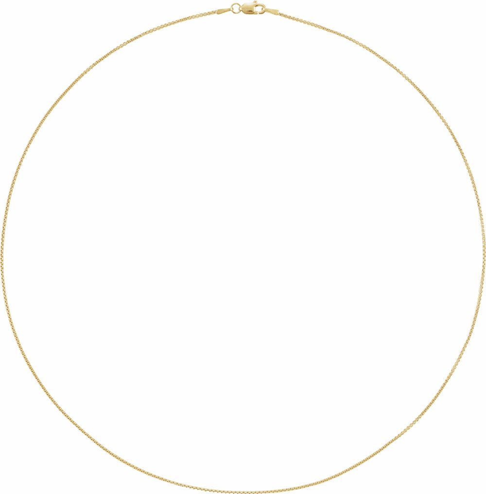14K Yellow Gold 1 mm Rounded Box 7" Chain