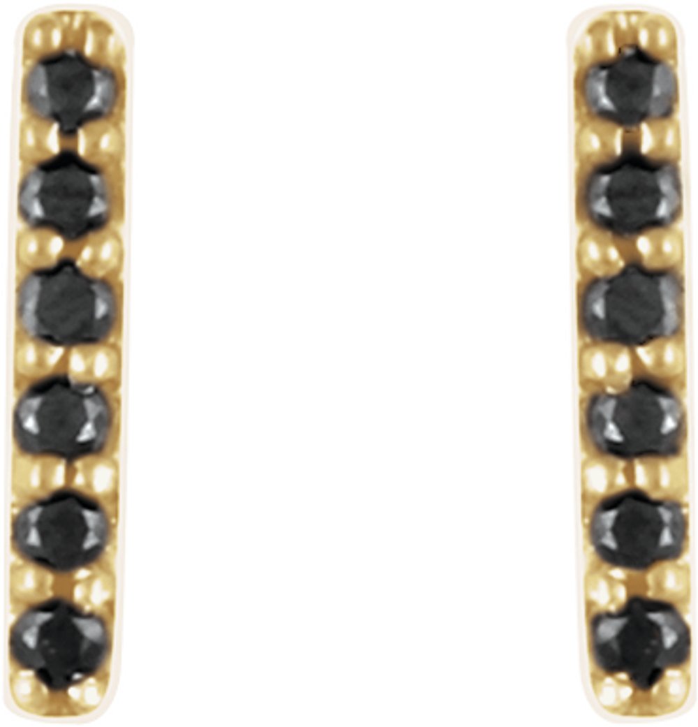 14K Yellow Gold 1/10 CTW Natural Black Diamond Bar Earrings
