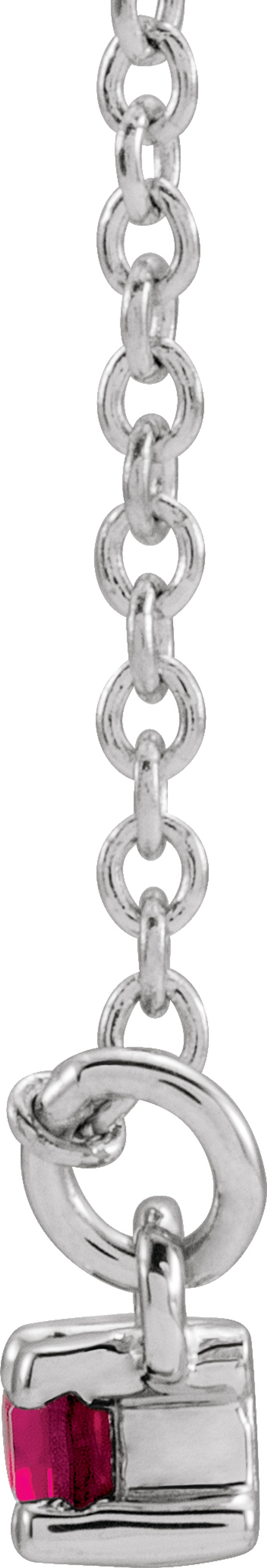 14K White Gold Lab-Grown Ruby & 1/6 CTW Natural Diamond Bar 16-18" Necklace