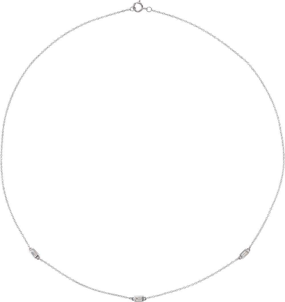 14K White 1/5 CTW Natural Diamond 3-Station 16" Necklace