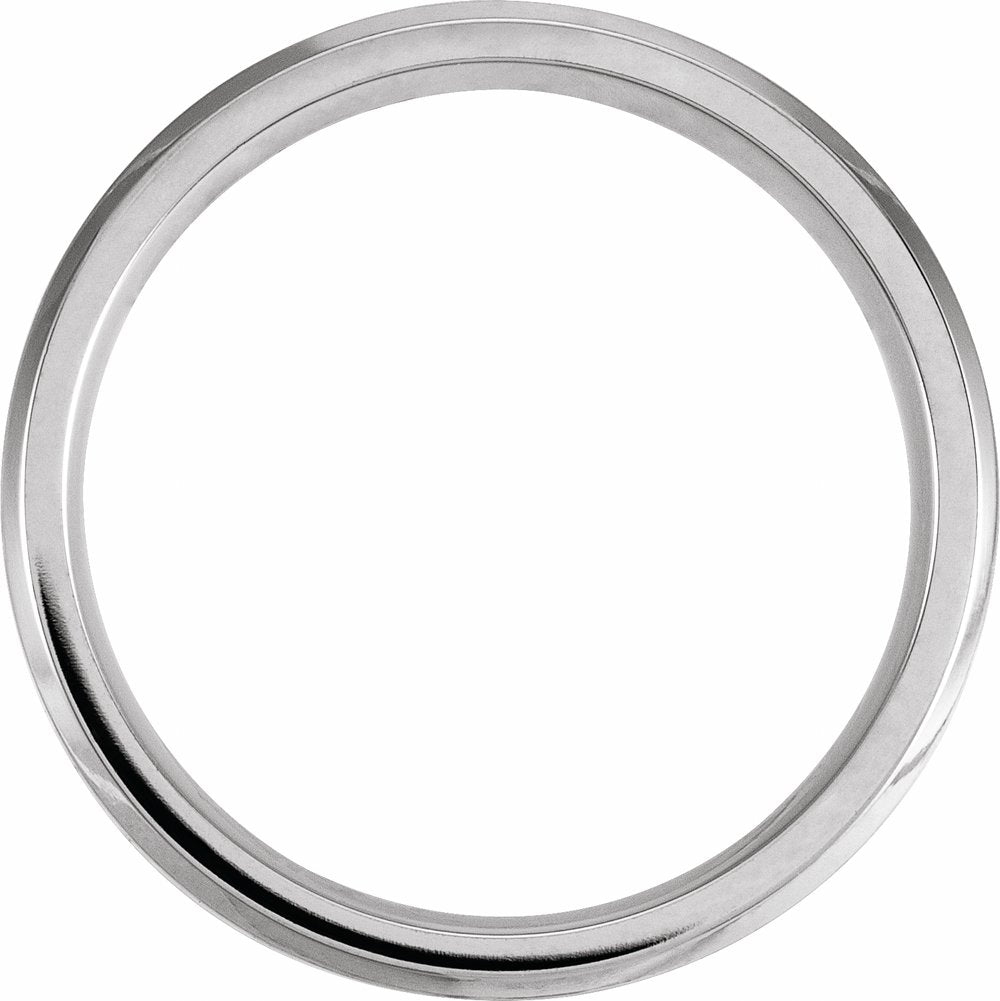 Cobalt & Silver Inlay 7 mm Beveled-Edge Comfort-Fit Band Size 8.5