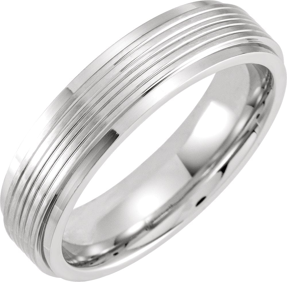 Cobalt 6 mm Stepped-Edge Grooved Flat Band Size 8