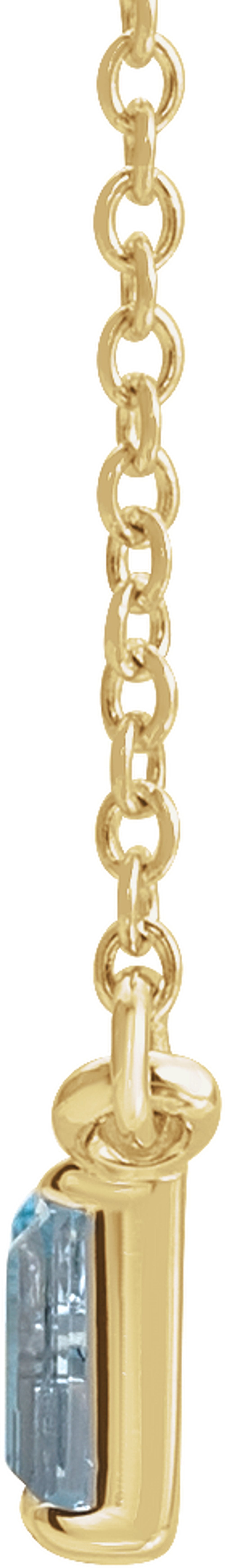 14K Yellow Natural Blue Multi-Gemstone & 1/8 CTW Natural Diamond Bar 18" Necklace