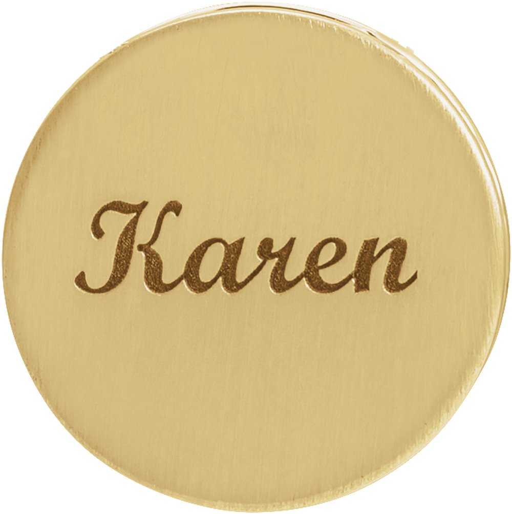 14K Yellow Gold Engravable Disc Pendant