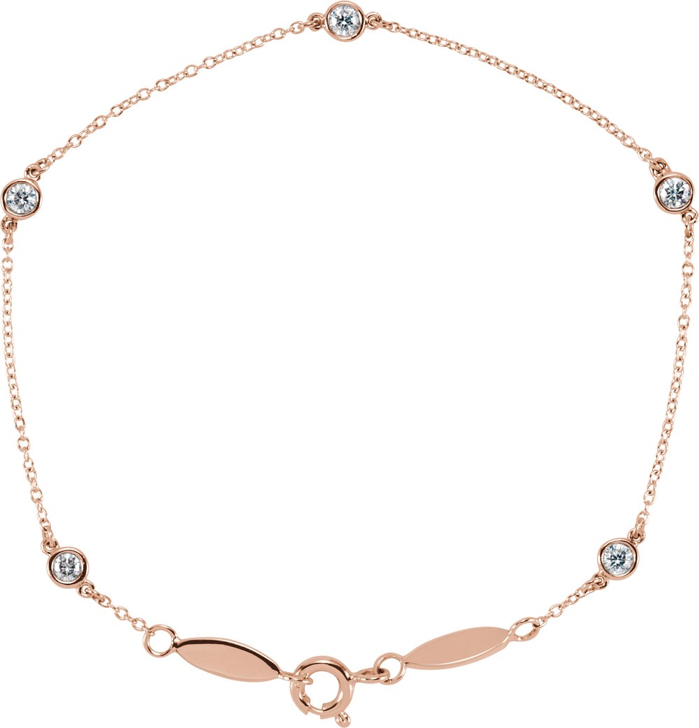 14K Rose Gold 1/3 CTW Lab-Grown Diamond Bezel-Set Station 7" Bracelet