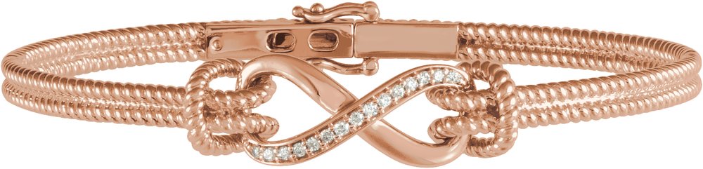 14K Rose Gold 1/8 CTW Natural Diamond Bangle 7 1/2” Bracelet