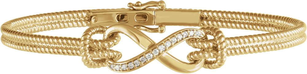 14K Yellow Gold 1/8 CTW Natural Diamond Bangle 7 1/2” Bracelet