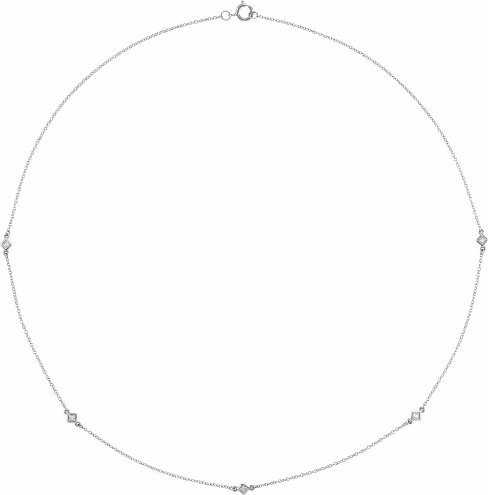 14K White 1/4 CTW Natural Diamond 5-Station 18" Necklace