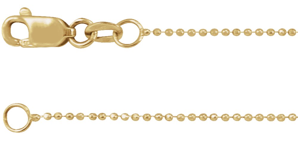 14K Yellow Gold 1 mm Diamond-Cut Bead 7" Chain
