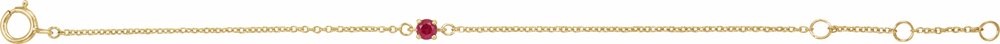 14K Yellow Imitation Ruby Youth Birthstone 4 1/2-5 1/2" Bracelet