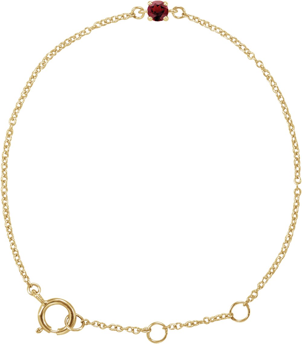 14K Yellow Gold Imitation Mozambique Garnet Youth Birthstone 4 1/2-5 1/2" Bracelet