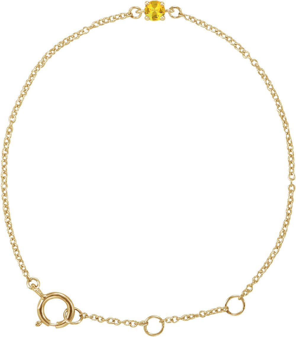 14K Yellow Gold Imitation Citrine Youth Birthstone 4 1/2-5 1/2" Bracelet