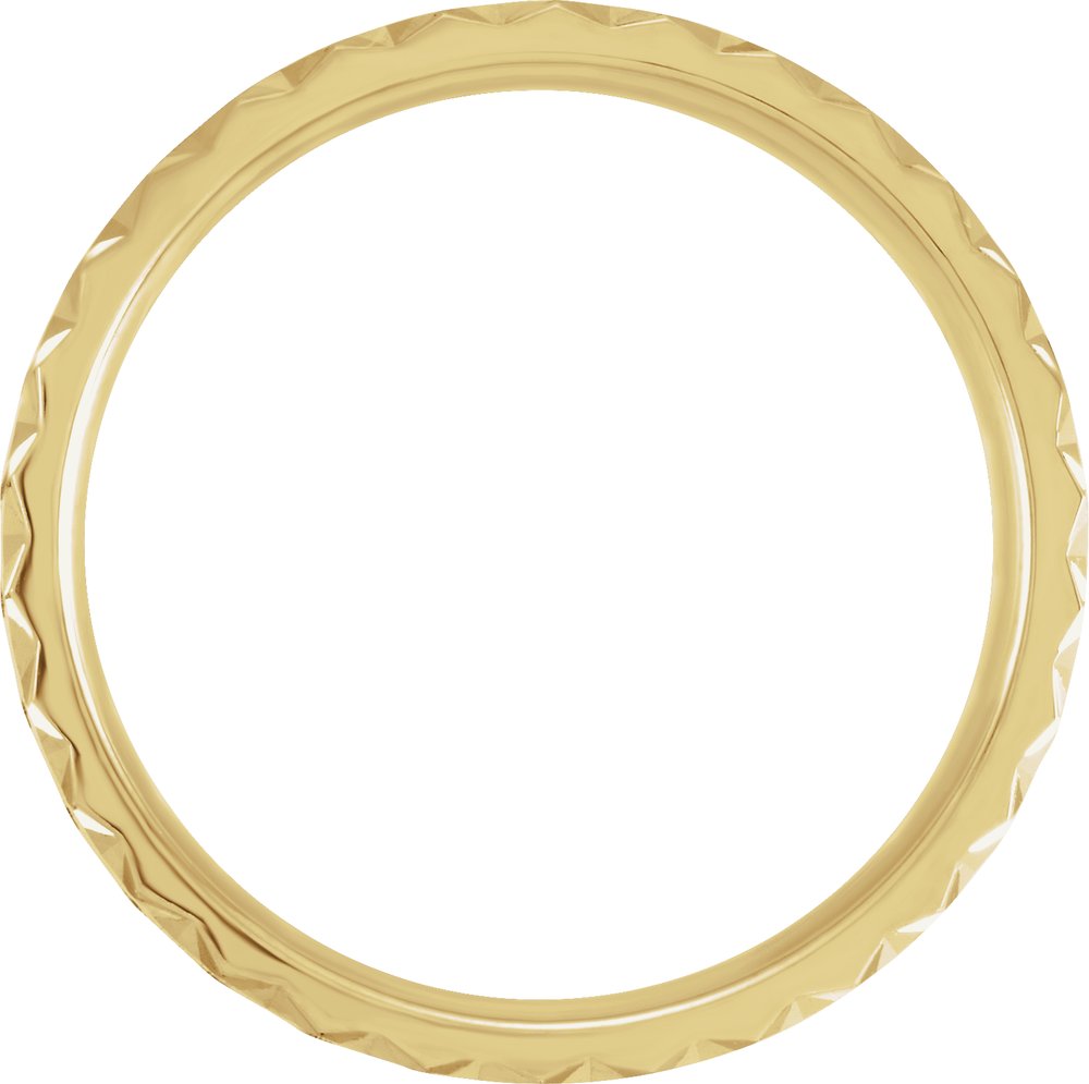14K Yellow Gold 6 mm Geometric Faceted Edge Comfort-Fit Half Round Band Size 10