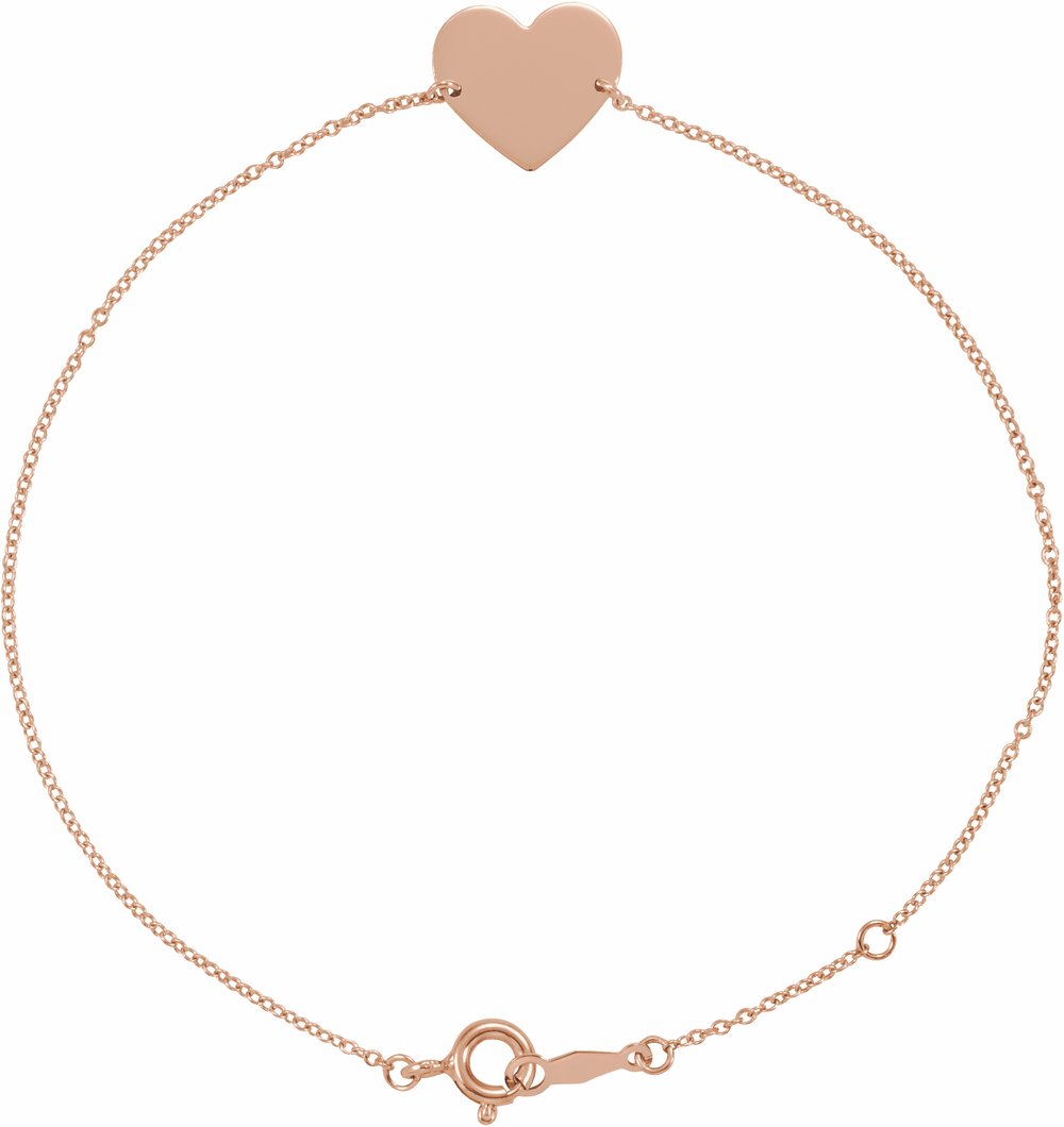 18K Rose Gold-Plated Sterling Silver Engravable Heart 7-8" Bracelet