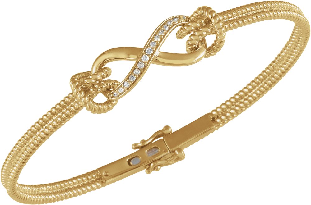 14K Yellow Gold 1/8 CTW Natural Diamond Bangle 7 1/2” Bracelet