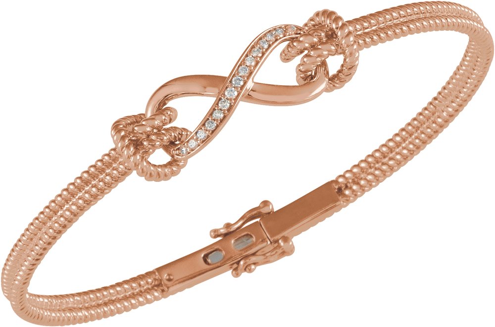 14K Rose Gold 1/8 CTW Natural Diamond Bangle 7 1/2” Bracelet
