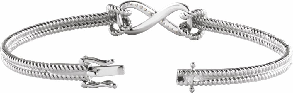 14K White 1/8 CTW Natural Diamond Bangle 7 1/2” Bracelet