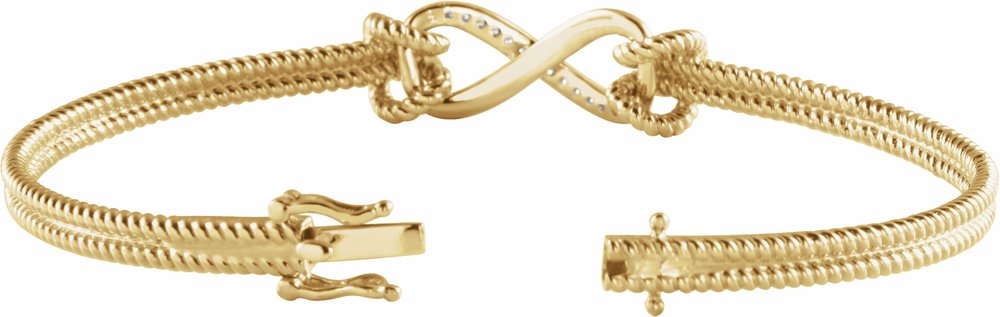 14K Yellow Gold 1/8 CTW Natural Diamond Bangle 7 1/2” Bracelet
