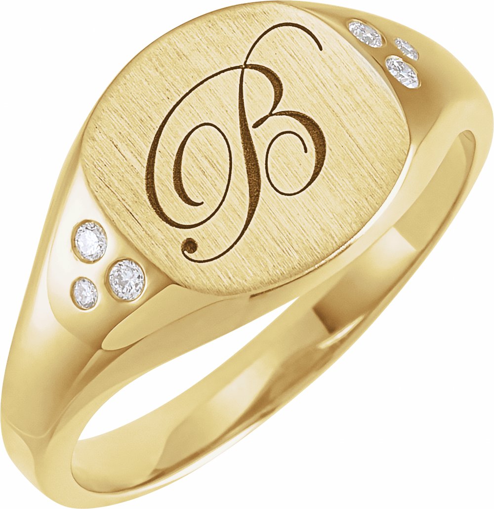 14K Yellow Gold .05 CTW Natural Diamond Square Signet Ring