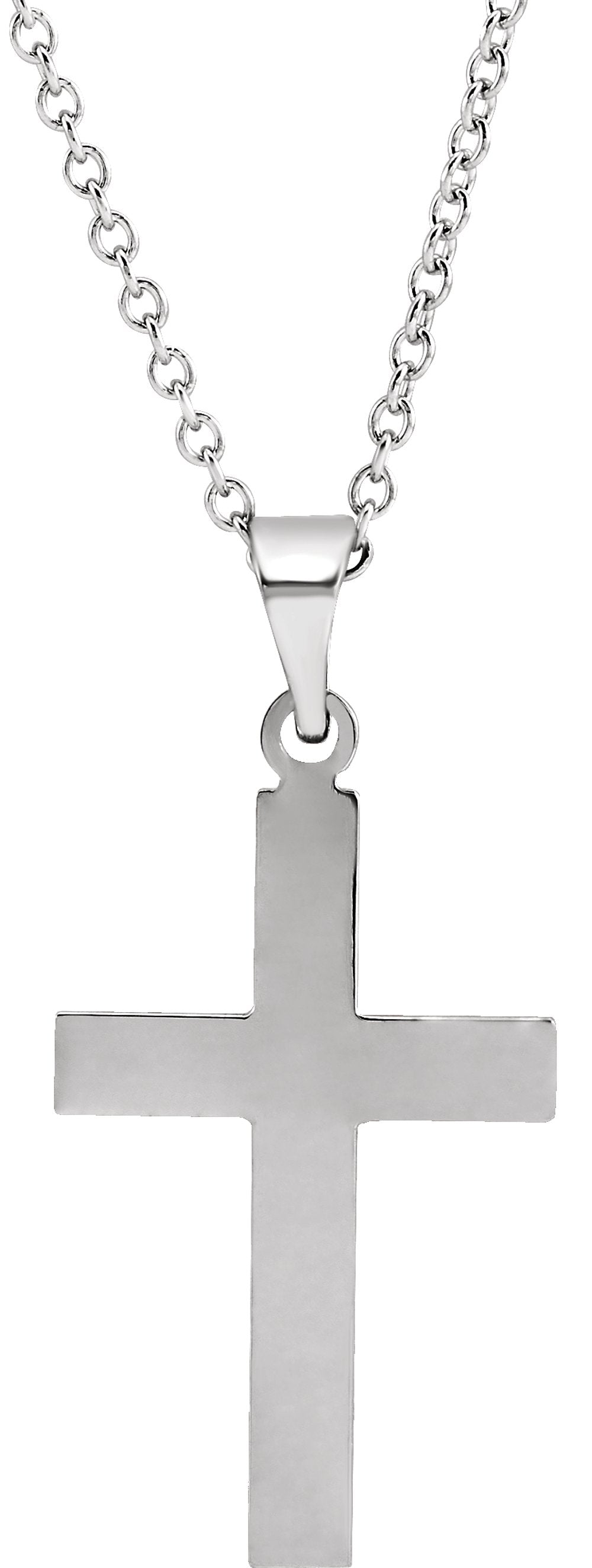 14K White Gold 25.9x12 mm Cross 18" Necklace