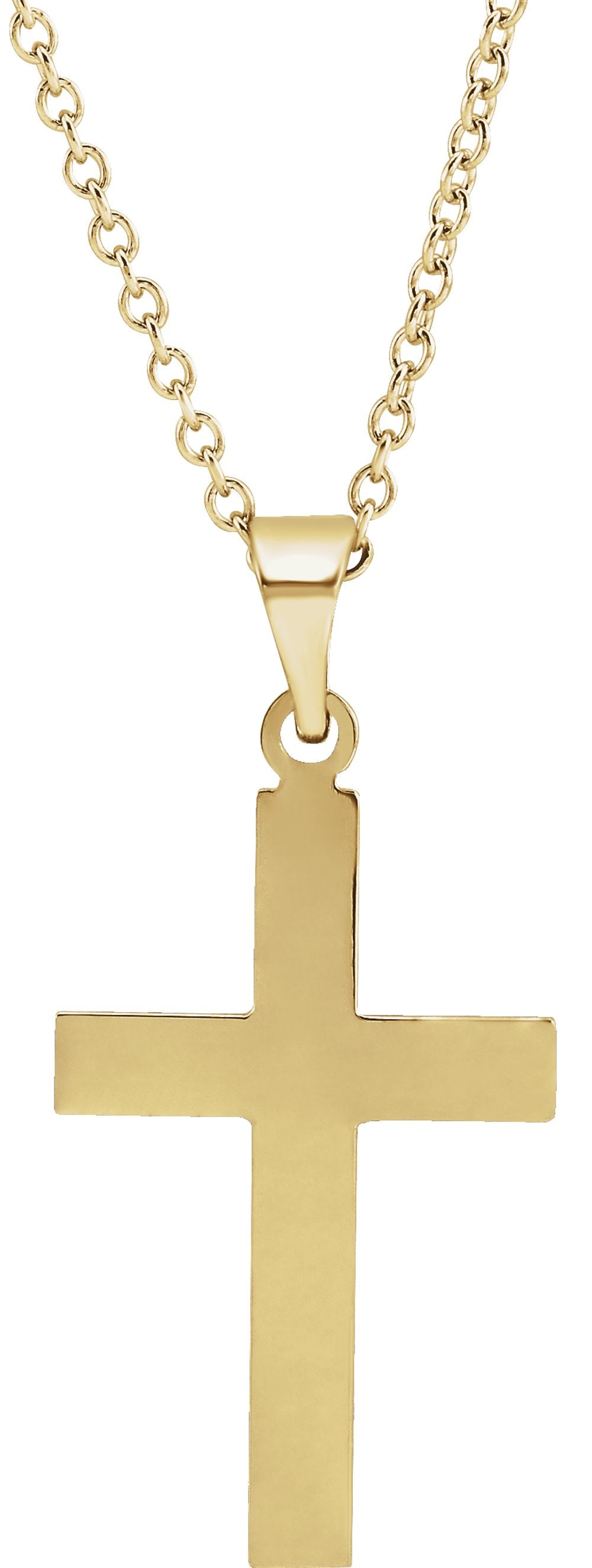 14K Yellow Gold 25.9x12 mm Cross 18" Necklace