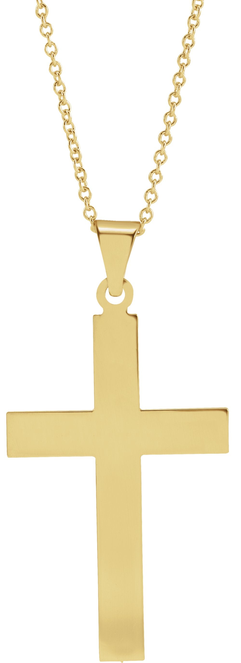 14K Yellow Gold 36.8x17.7 mm Cross 18" Necklace