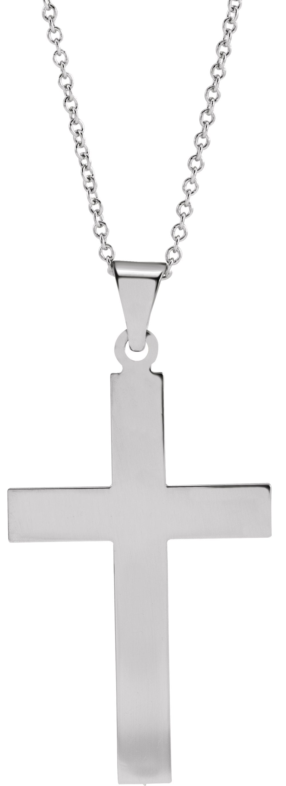 14K White Gold 36.8x17.7 mm mm Cross 18" Necklace