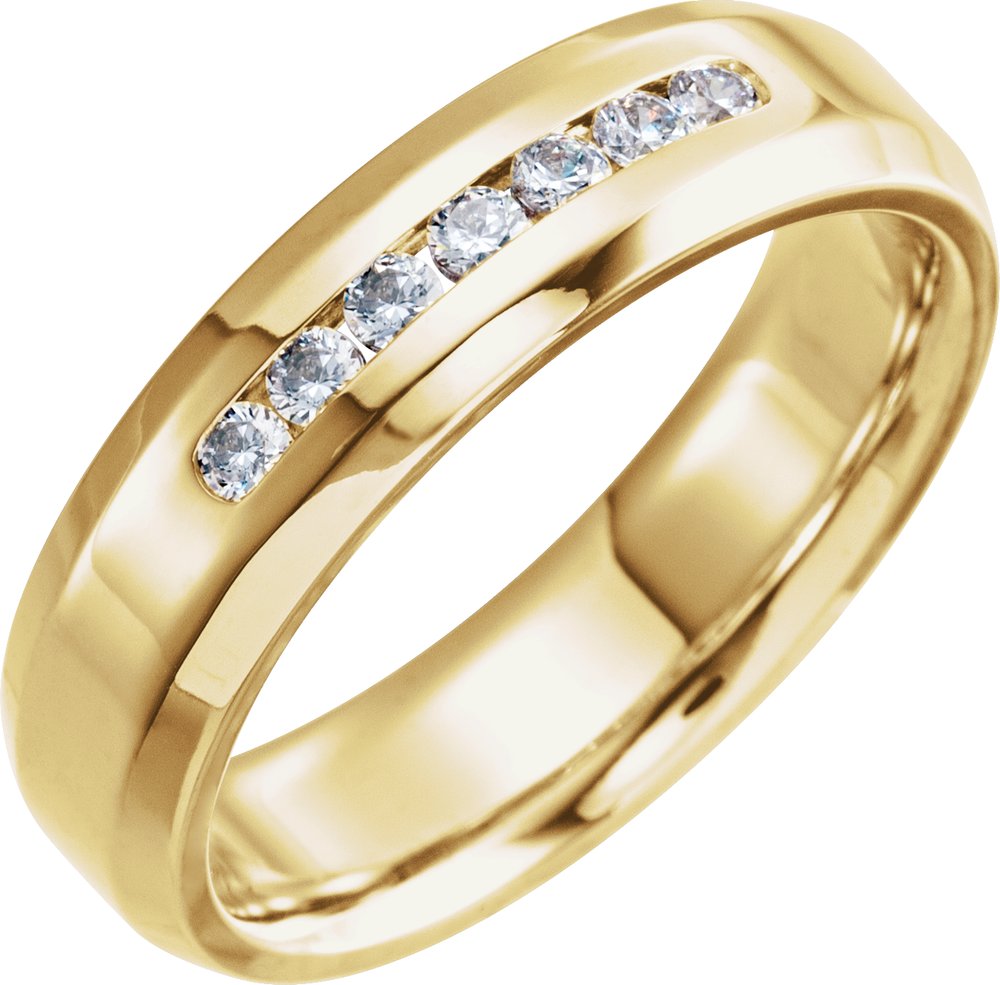 14K Yellow Gold 1/4 CTW Natural Diamond Beveled-Edge Band Size 10.5