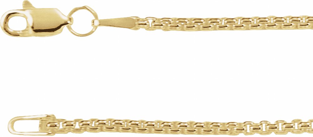 14K Yellow Gold 1.8 mm Rounded Box 20" Chain