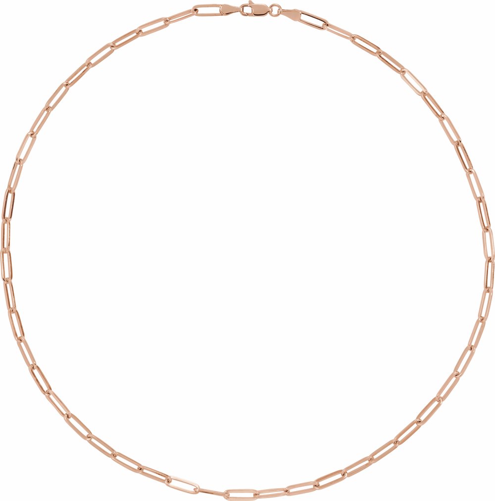 14K Rose Gold 3.85 mm Paperclip-Style 7" Chain