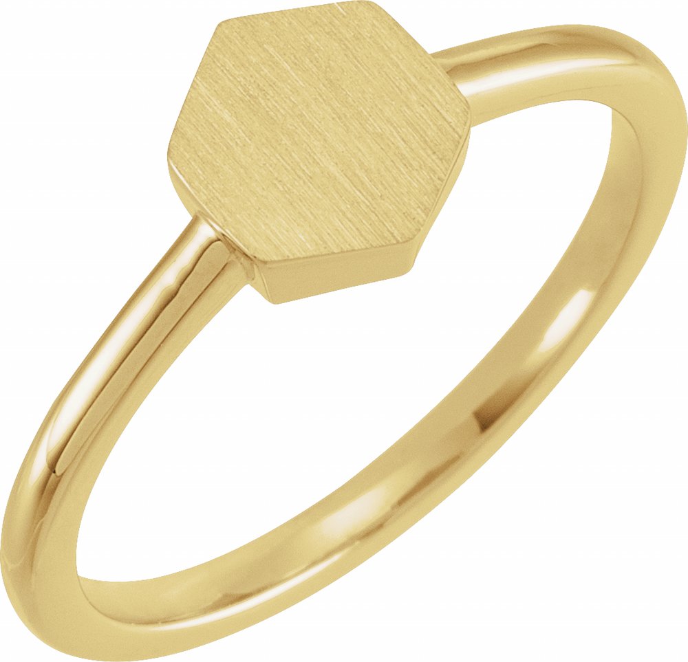 14K Yellow 9.5x8 mm Geometric Signet Ring