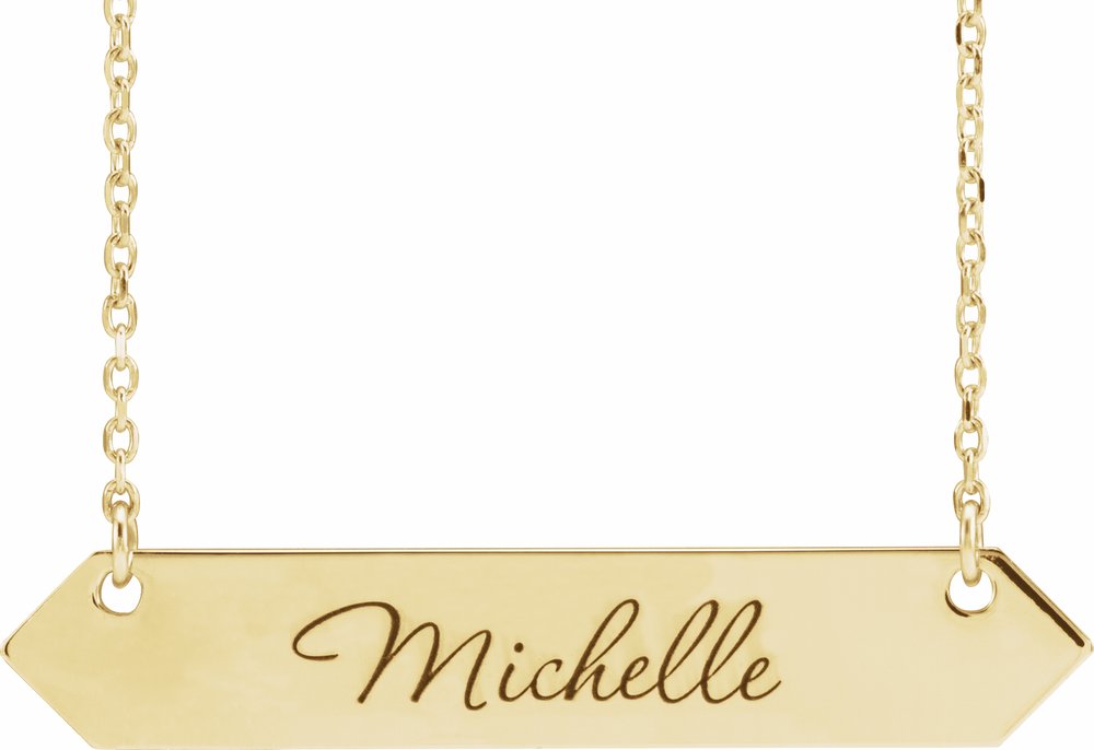 14K Yellow Gold Engravable Geometric 16-18" Necklace