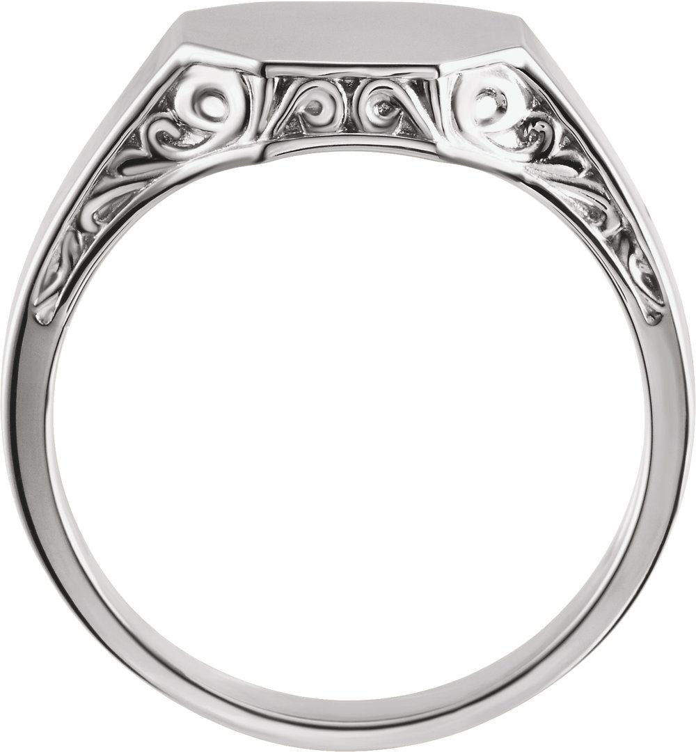 Sterling Silver 13x12 mm Octagon Signet Ring