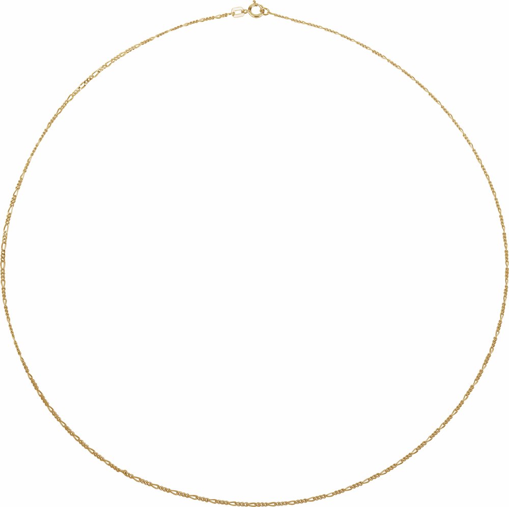 14K Yellow Gold 1.28 mm Figaro 24" Chain