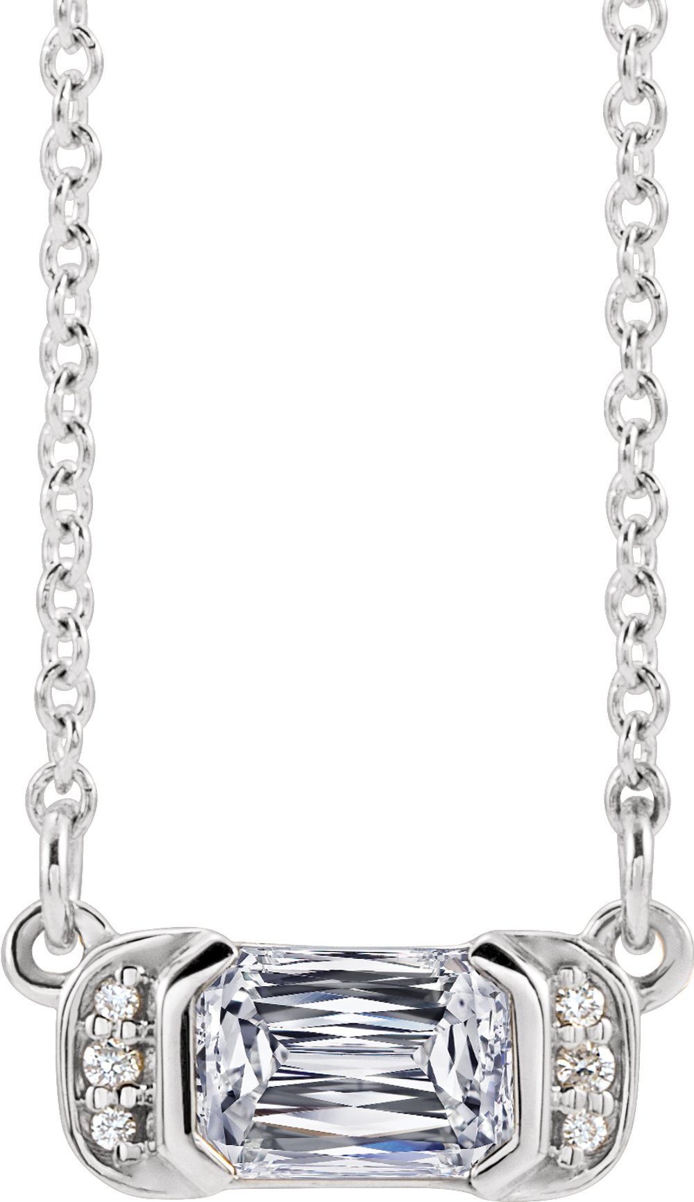 14K White 1/2 CTW Natural Diamond Bar 16" Necklace