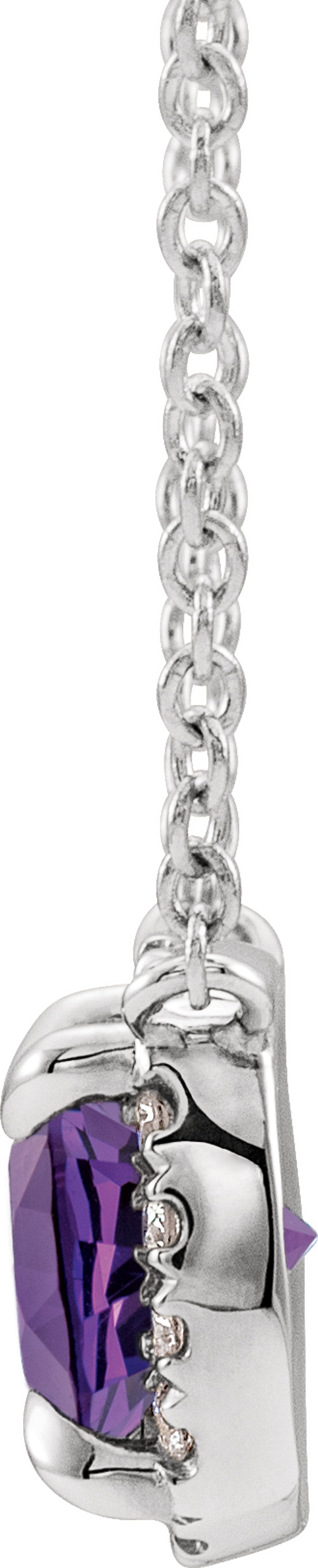 Sterling Silver Natural Amethyst & .05 CTW Natural Diamond 18" Necklace