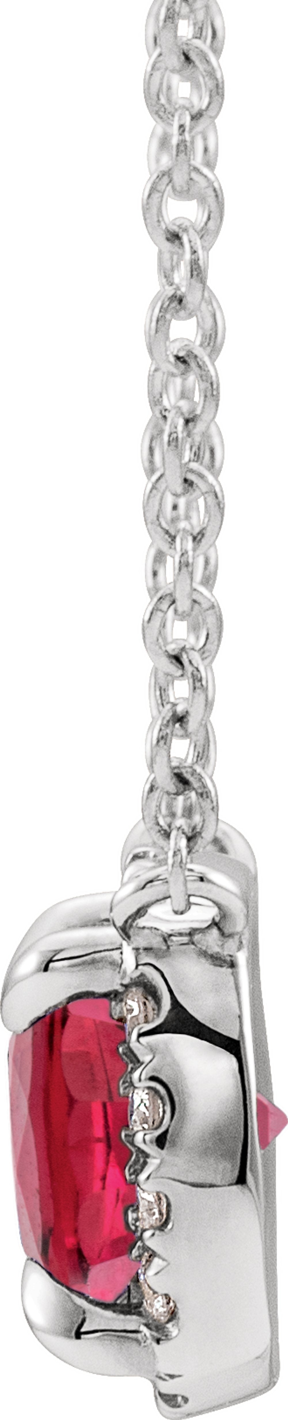 14K White Gold Lab-Grown Ruby & .05 CTW Natural Diamond 18" Necklace
