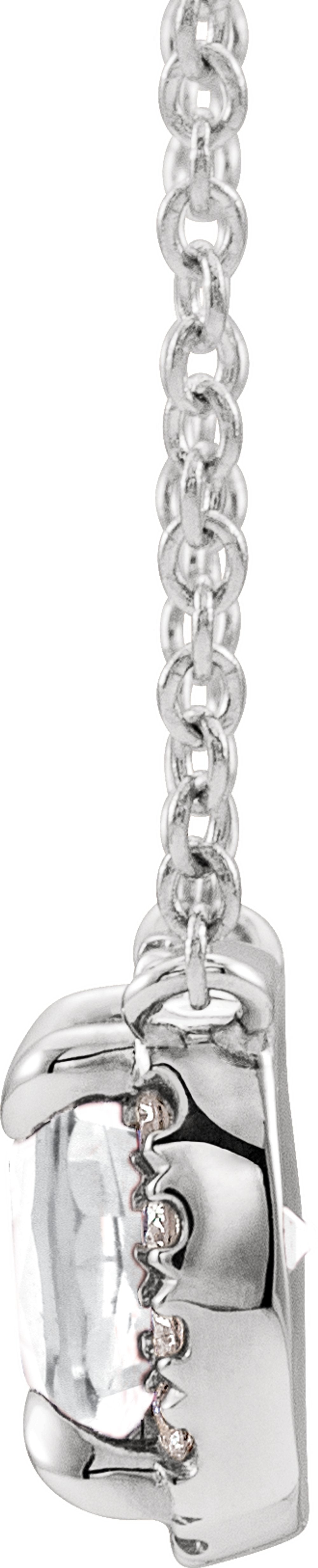 14K White Gold Natural White Sapphire & .05 CTW Natural Diamond 16" Necklace